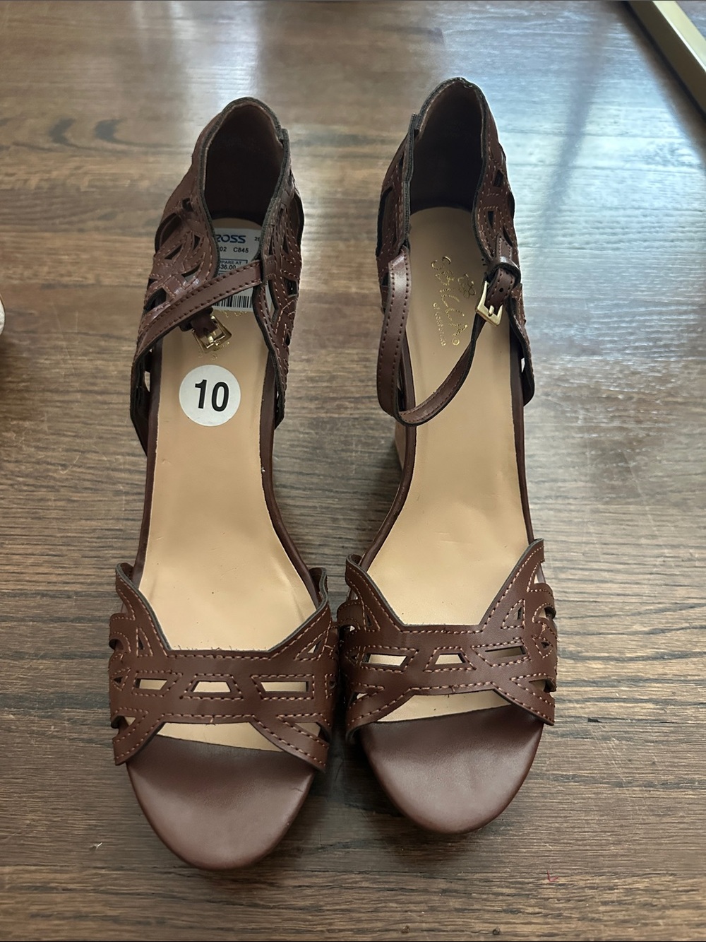 Women's Brown Open-Toe Ankle-Strap Sandals